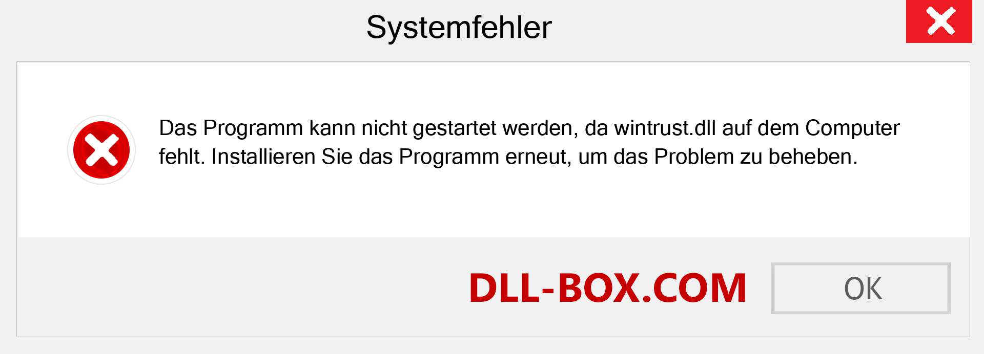 wintrust.dll-Datei fehlt?. Download für Windows 7, 8, 10 - Fix wintrust dll Missing Error unter Windows, Fotos, Bildern